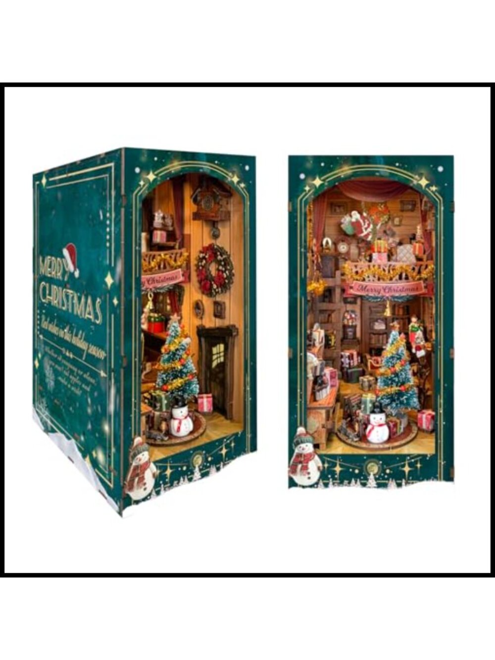 Spilay DIY Miniature Book Nook Kit LED Wood Dollhouse Bookshelf Decor